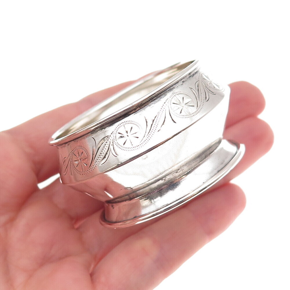 800 Silver Antique Art Deco Germany Engraved Floral Salt Cellar